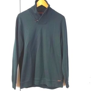 Ted Baker London Deep Green Shawl Collar Quiet Luxury Sweater Preppy S.Lg